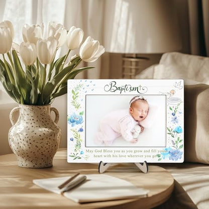 Baptism Gifts for Girl, Baptism Gifts for Boys, Baby Baptism Gift, Baptism Picture Frame, Baptism Gift for Godchild From Godparents-May God Bless You Wherever You Go, 4x6Inch Photo (Green) - color: Green