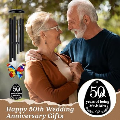 50th Anniversary Wind Chime Gifts, Happy 50th Wedding Jubilee Gifts - color: 50th Anniversary Timeline Gift
