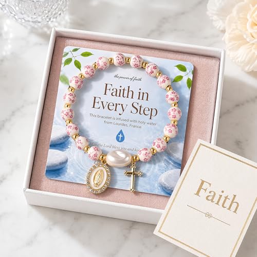 Holy Water Bracelet for Women,Religious Christian FaithJewelry - color: Red