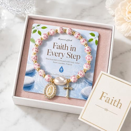 Holy Water Bracelet for Women,Religious Christian FaithJewelry - color: Red
