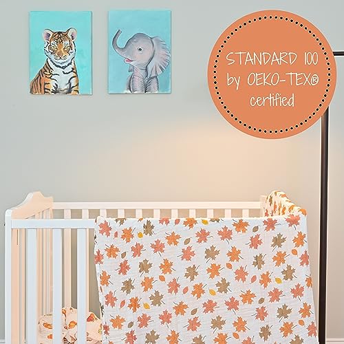 LollyBanks Muslin Swaddle Blanket, 47 x 47 in, Newborn Receiving Blanket - color: Unbe-leaf-able