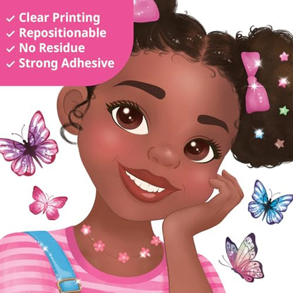 DECOWALL Black Girl Bible Verses Butterfly Wall Stickers Decals (SG2-2502)