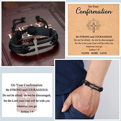 Cross Bracelets First Communion Gifts, Confirmation Gifts, Christening Gifts, Baptism Gifts for Teenage Boys - style: Confirmation_Cross-2
