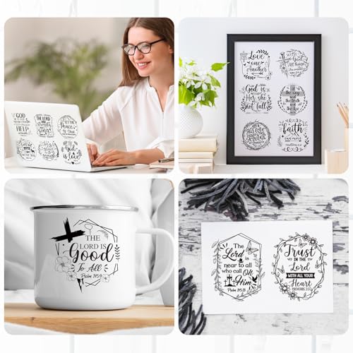 20 Sheets Black Bible Verse UV DTF Cup Wrap Transfer Stickers - style: Christian