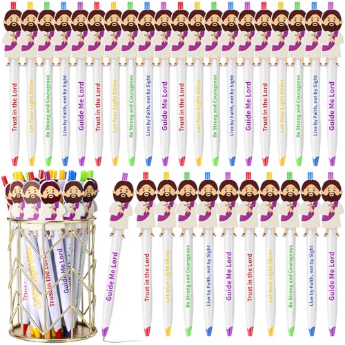 CroBlissful 60 Pcs Christian Jesus Pens Bulk, Bible Verse Ballpoint Pens 0.7mm Black Ink, Religious Inspirational Gifts VBS Prizes Sunday School Church Party Favors Office Supplies