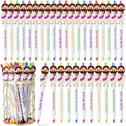 CroBlissful 60 Pcs Christian Jesus Pens Bulk, Bible Verse Ballpoint Pens 0.7mm Black Ink, Religious Inspirational Gifts VBS Prizes Sunday School Church Party Favors Office Supplies