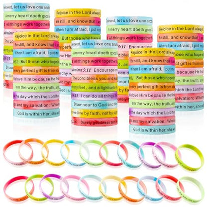 Estune 120 Pcs Bible Verse Bracelets Christian Wristbands, Gradient Color - color: Gradient Color