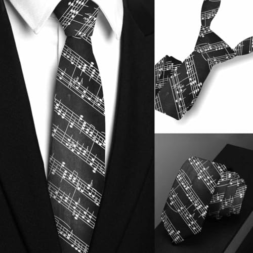 funny Ties for Men Business Novelty Men's Neckties for Festival Holiday Party Valentine's Day Wedding Christmas - color: Music Bars White