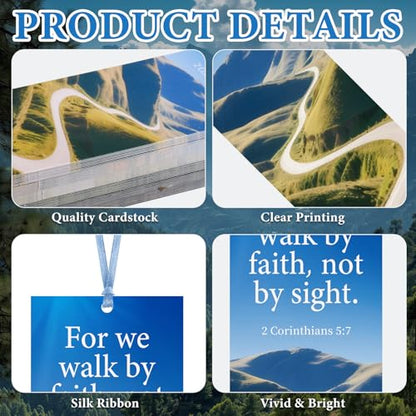 Dispowreath 60 Pcs Walk by Faith Bookmarks Religious 2 Corinthians 5: 7 Bookmarks Church Exchange Gifts for Men & Women Church Prizes Party Favors - style: Walk by Faith