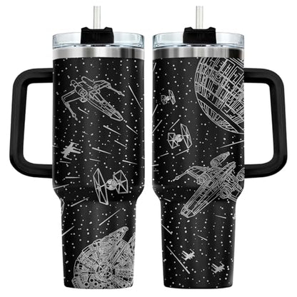 34HD Space Galaxy Sci Fi Falcon 40 oz Tumbler with Handle, Birthday Present - color: Movie 1