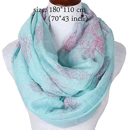 Fashion Lightweight Scarfs For Women Floral Print Many Style - color: 1303-blue
