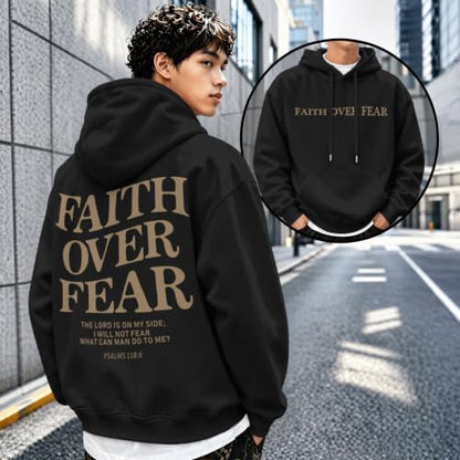 Fkatuzi Christian Faith Over Fear Hoodies For Teen Jesus Hoodie God Sweatshirt Bible Verse Religious Graphic Tops - color: Black, size: Small
