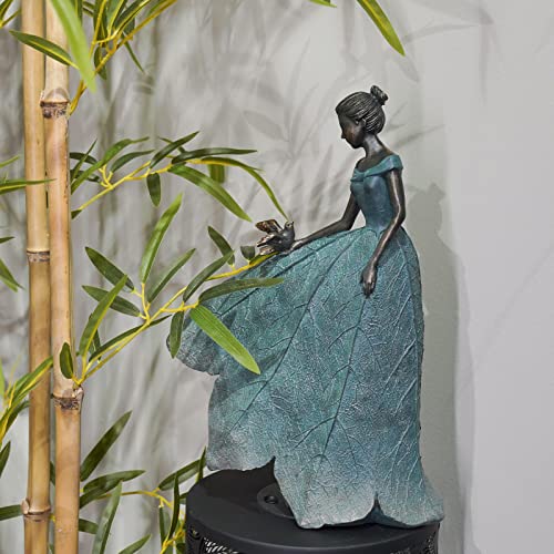 Guichifun Fairy Statue Leaf Angel Girls Gardening Gifts for Women - color: Green-bird, size: Small