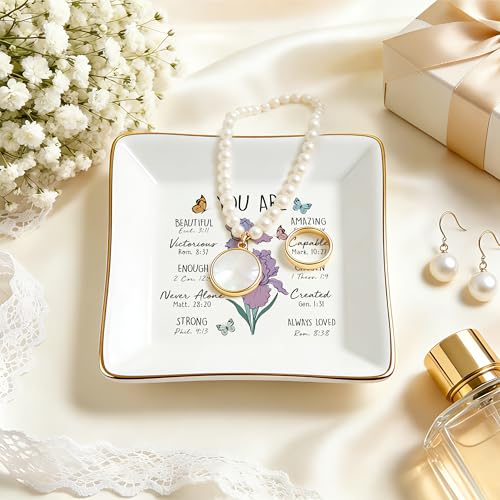 Birthday Gifts for Women, Iris Scripture Jewelry Dish, Christian Gifts - style: Iris: Faith & Hope, Wisdom, Valor & Strength