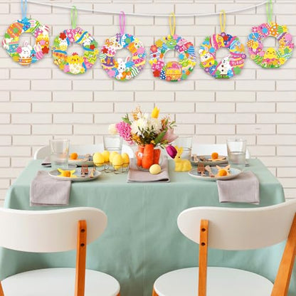 Hollowfly 48 Sets Easter Wreath Craft Kits, 8 Paper Designs with Stickers - style: Easter