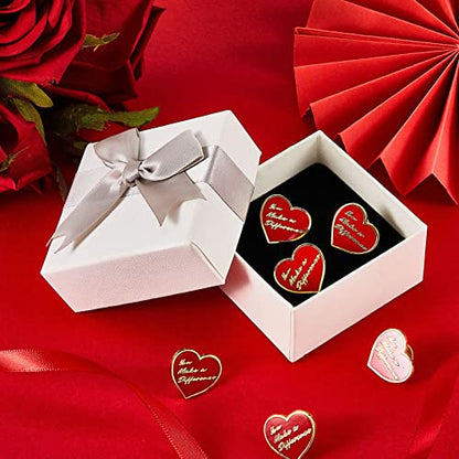 Taiyin 48 Pcs Heart Pins Bulk You Make a Difference Pin Button Nurse Pins Heavy Duty Heart Motivational Lapel Pin Gift for Employee Staff Team Volunteer Nurse Teacher Bulk Valentine's Day