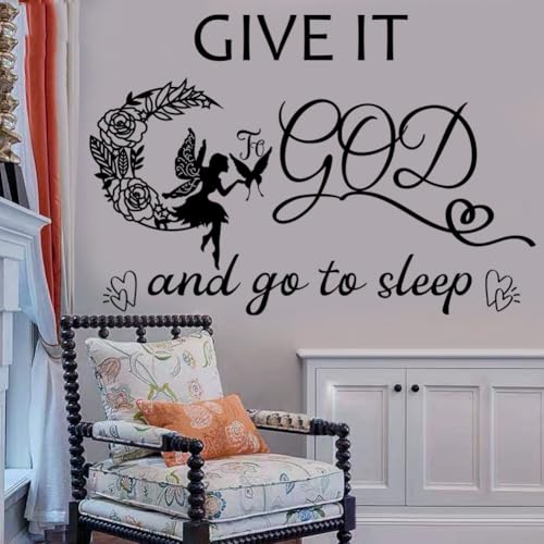 Vinyl Wall Art Decal - Give It to God and Go to Sleep IGN - Bedroom Wall Decor Above Bed Modern Inspirational Religious Quote Sticker for Home Office Bedroom Living Room Classroom Decor.