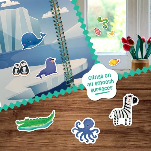 Stick4Ever Jelly Sticker Book® - for Kids - Waterproof, Easy to Clean Reusable Sticker Book for Toddlers- Reusable Road Trip Activities for Kids - Stocking Stuffers for Toddlers (Animals) - style: Animals