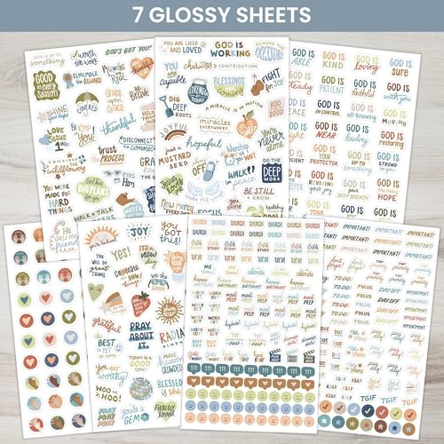 bloom daily planners x Cleerely Stated Rooted in Faith Sticker Pack - 8 Sheets /540 Stickers - Christian Planner Stickers for Journaling, Religious Encouragement, Bible Study, Prayer - Earth Tones - color: Earth Tones