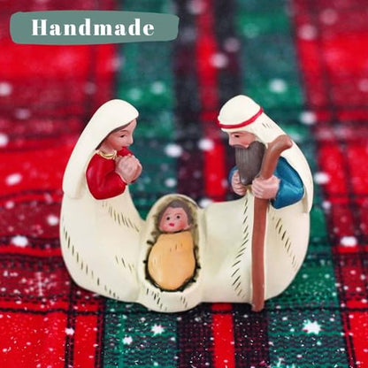 Holy Family Statue Catholic, Small Resin Nativity Figurine, 2.56 Inch