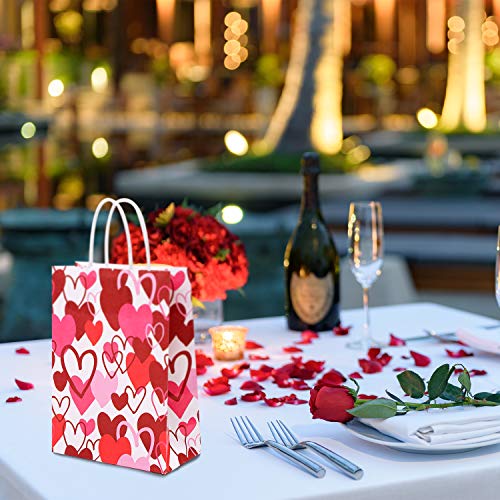 Cooraby 20 Pack Valentines Day Paper Gift Bags with Handles