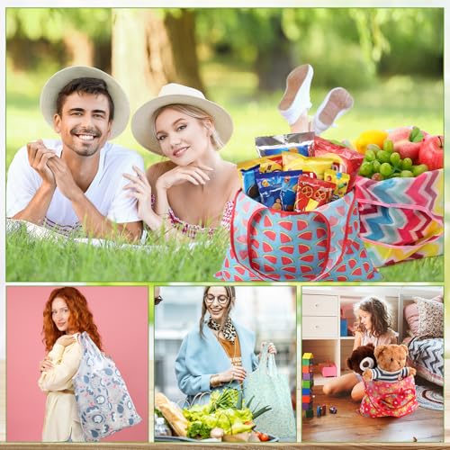 Paterr 24 Pcs Reusable Grocery Shopping Bags Foldable Bulk - style: Bright Style