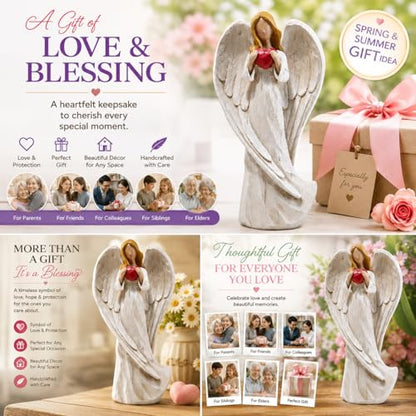 Hodao 8.75inch Resin Praying Angel Sculpture Figurine, with Hear - style: with heart