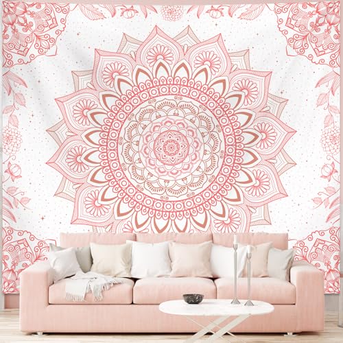 Apdidl Pink Boho Wall Tapestry for Bedroom,Mandala Bohemian Tapestries Girl - color: Boho Pink Tapestry, size: 90"L x 71"W