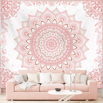 Apdidl Pink Boho Wall Tapestry for Bedroom,Mandala Bohemian Tapestries Girl - color: Boho Pink Tapestry, size: 90"L x 71"W