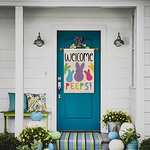 Welcome Easter House Flag Double Sided Vertical 28x40 Inch Bunny Banners Spring Yard Outdoor Farmhouse Decoration DF019-28 - size: 28" X 40"