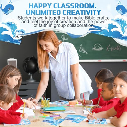 GlikCeil 24 Sets Jesus Walks on Water Craft Kit DIY Christian Bible Crafts Religious Jesus Faith Gifts for Kids Classroom Vbs Sunday School Activities Party Decorations
