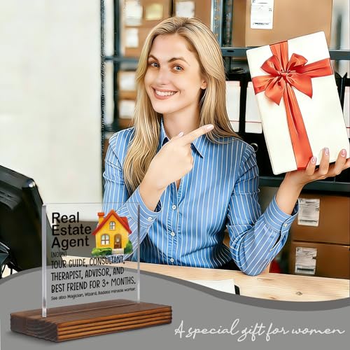 Funny Real Estate Agent Desk Sign for Realtor Women Men, Humorous Acrylic Office Decor for Broker Consultant Realtor Team, Appreciation Gift for Coworker Closing Celebration Desk Plaque EC434 - style: Broker Consultant Realtor Team