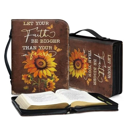 Sunflower Fall Women Bible Carrying Case - Multi-Purpose Bible Carrier - Lightweight Bible Cover for Woman - Large Size - color: Sunflower Fall, size: 2XL