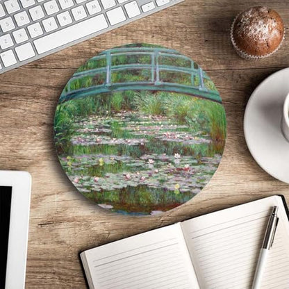 Mouse Pad, Premium-Textured Small Round Mousepad 7.9 x 7.9 x 0.12 Inch, Anti-Slip Rubber Mouse Mat, Pretty Cute Mouse Pad for Office Home Gaming Laptop Men Women, Monet Footbridge - color: Monet Footbridge