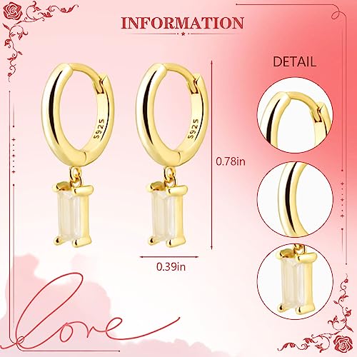 Cross Small Hoop Dangle Earrings 925 Sterling Silver CZ Diamonds Round Huggie Earrings For Men Women - style: green crystal