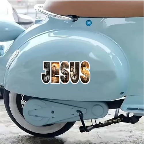 Jesus Christian Vinyl Car Sticker, 6x3 in, Waterproof Decal for Car Bumpers, Laptops, Glass and Walls, 2-Piece Set HAA88