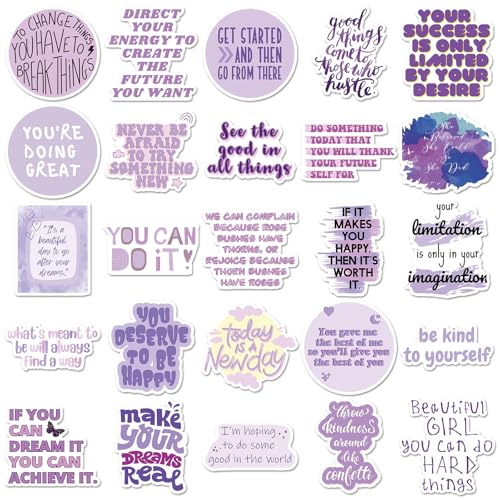 50PCS Purple Motivational Stickers, Inspirational Positive Affirmation Vinyl Decals, Waterproof Aesthetic Quote Stickers for Water Bottle, Laptop, Scrapbook, Skateboard, Luggage, Journal, Teens Girls, - color: Purple Motivational Stickers-3