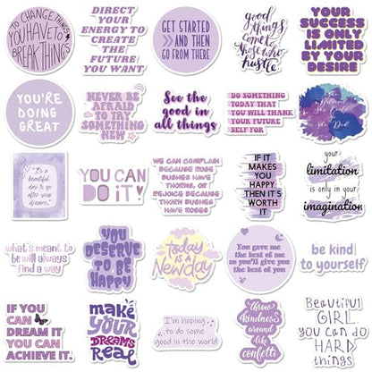 50PCS Purple Motivational Stickers, Inspirational Positive Affirmation Vinyl Decals, Waterproof Aesthetic Quote Stickers for Water Bottle, Laptop, Scrapbook, Skateboard, Luggage, Journal, Teens Girls, - color: Purple Motivational Stickers-3