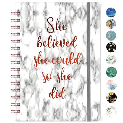 Frasukis Ruled Notebook/Journal - Spiral Notebook, 8.5" X 6.4" - color: black white
