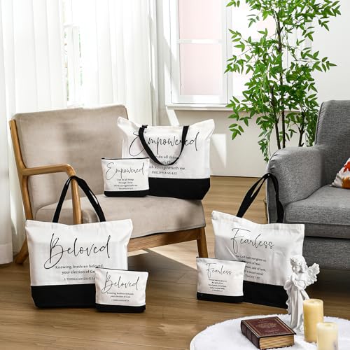 Abbylike Christian Gift Bible Verse Tote Bag Makeup Bag