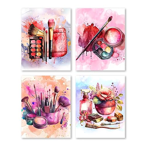 Pink Bedroom Wall Decor Watercolor Wall Art Set of 4 - color: Unframed 8"x10" Pink Watercolor Wall Art Set of 4