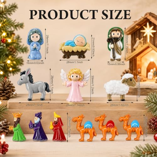 Cinnvoice 60 Pcs Christmas Nativity Set for Craft Mini Holy Figurine - color: Colorful, style: Holy