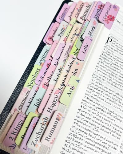 Floral Bible Tabs for Women, Personalized Bible Journaling Tabs, Large Print Bible Tabs for Easy Navigation, Bible Book Index Tabs Labels, Bible Study Supplies - style: Floral EN