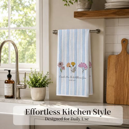 Blue Christian Floral Kitchen Hand Towels 16x24 Inch - color: Blue Floral