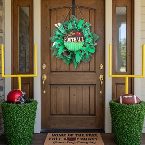 Cinnvoice Football Wreath Artificial Front Door Wreath - style: Football