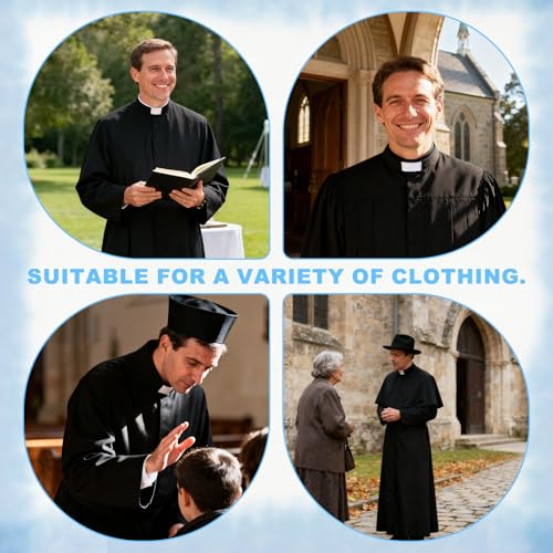 Penitue 8pcs Tab Collar Inserts for Clergy Shirt, Plastic Full Curved Priest Collar Insert Pastor Robes & Formal Dress Shirts for Women and Men (White)