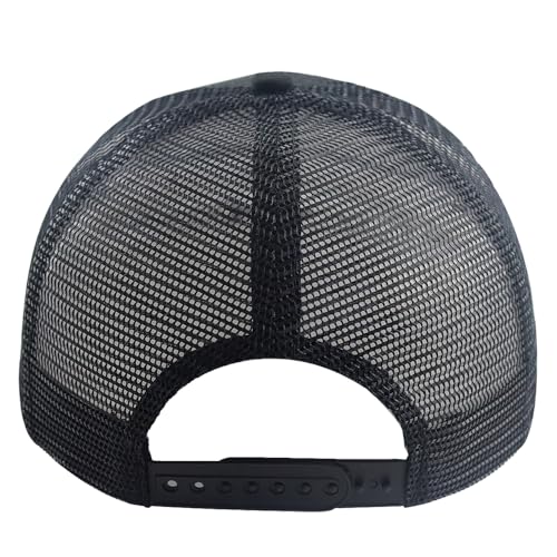 Leather American Flag Faith Over Fear Trucker Hats for Men Women, Adjustable Mesh Snapback Baseball Cap - color: Black