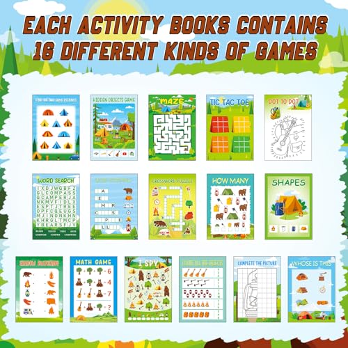 Kosiz 24 Pcs Camping Party Favors Activity Books Bulk, Mini Camping Birthday Party Supplies for Goodie Bag Stuffers, Nature Theme Coloring Booklets with Mazes Puzzles for Classroom Rewards & Pinata - style: Camping