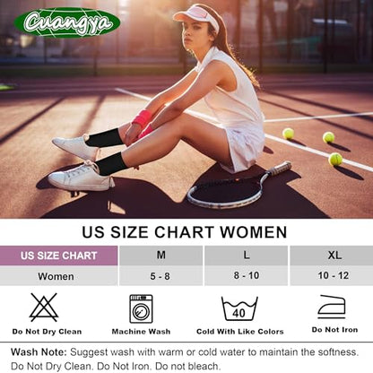 cuangya Women Crew Socks Athletic Cushioned Running Hiking 3-5 Pairs - color: 4 Pairs Black, size: 5-8