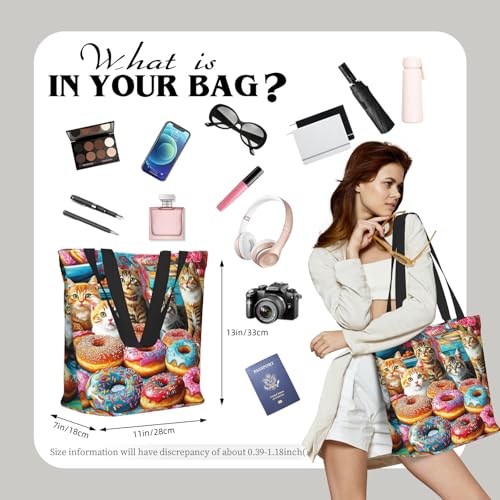 Funny Christian Tote Bags For Women With Zipper Christian Gifts For Work Gym Travel Beach Women With Large Capacity - color: Donuts